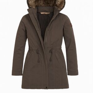 Hollister Women’s XS Faux Fur Lined Parka Coat – Olive Green Winter Jacket